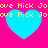 Pixelated blue hearts on bright pink background with yellow text repeating 'ove Nick Joave' in two