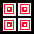 Four square icons arranged in a 2x2 grid, each featuring nested red and white squares on black background.