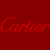 Static 50x50 pixel icon featuring red cursive text "Cartier" on a solid dark red background with visible dithering and low-resolution rendering artifacts.