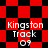 Red and black checkered background with "Kingston Track 09" text in white, showing two distinct animation states of the pattern's layout.