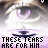 repeated eyes with purple irises and brown eyelids, overlaid by a repeating text banner reading "THESE TEARS ARE FOR HIM" in black capital letters on light purple background