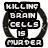 Four distinct circular icons arranged in a , each with black text or symbols on white backgrounds and dark borders