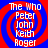 Four identical display red and blue spiral backgrounds with white text listing 'The Who' followed by band members Peter, John, Keith, Roger