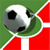 Pixelated static icon featuring a soccer ball on a green and red background with white lines.