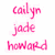 Animated sequence of pink text reading 'cailyn', 'jade', and 'howard' in a vertical list on white background, with consistent pixelation across frames.