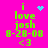 Bright pink background with green text reading 'i love josh 8-28-08 <3' and animated blue pixel symbols changing between heart, starburst, and dot cluster.