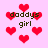 Pixelated pink background with red heart shapes and repeated dark green text 'daddys girl' in a pattern