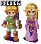 Pixel art of two elf-like characters standing side-by-side against a gray background, with 'PREVIEW' text above.