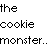 A pixelated blue stick figure with black eyes stands above a broken cookie, next to text reading 'the cookie monster..disorder he just spat never ate... the cookies..' and a gray tombstone labeled 'r.i.p' with a brown cookie icon.