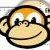 A cartoon monkey face with a white cap, smiling on the left side of a green background.