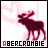 A pixelated moose silhouette in dark red on a light pink background with 'ABERCROMBIE' text below, showing animation changes across frames.