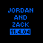 Blue pixelated text on black background reads JORDAN AND ZACK with date 11.4.04 in blue box, two identical frames side-by-side.