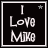 A 3x2 contact sheet of six animated frames showing a black square icon with white text "I Love Mike" and a small star in the top-right corner, each frame displaying slight variations in pixelation and blur.