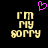 Pixelated text 'i'm MY BOMBY' in yellow on black background with a pink heart above, two identical frames side-by-side.