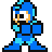 Pixel art character in blue armor with light blue accents, shown in multiple poses including standing, walking, and interacting with a gray platform.