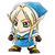Pixelated elf character in blue outfit with brown boots and belt, shown in multiple poses including front, side, and back views with varying head angles.