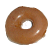 Animated sequence of a glazed donut with chocolate icing, showing progressive bites taken from the top-right side, ending with a small crumb and text reading "YUM YUM!" and "Care for a DONUT?".