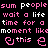 Pixelated text in pink and white on black background with animated pink symbols changing position.