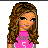 Pixel art contact sheet showing three frames of a volleyball-themed animated buddy icon with a female character in pink athletic wear and text elements.