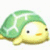 A small green-shelled turtle with a yellow body lies on its side, displaying subtle animation changes across frames.