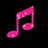 A static pixel art icon with a pink musical note on black background and text "Music is my Life" in black pixels on bright pink background.