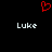 Red pixelated heart symbol above two white 'Luke' text labels on black background.