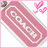 A pink rectangular icon with white text and a heart symbol, bordered by light gray and pink frames.