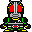 Pixel art contact sheet of six Kamen Rider 1 frames showing sequential animation poses on gray background