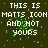 Pixelated text on dark green background with scattered green particles, repeating 'THIS IS MATT'S ICON AND NOT YOURS' in white block letters.