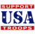 A split-screen graphic with red and white sections on the left displaying 'USA TROOPS' text in blue letters, and green background on the right showing 'Original Icons .com' in bright green script.