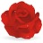 A static pixelated image of a red rose with layered petals, rendered in low resolution against a white background.