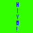Vertical blue text 'HI YO!' on bright green background with red and brown circular gradients appearing in bottom-left and top-right corners.