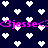 Dark blue background with scattered white pixelated hearts; two horizontal of pink text reading "jess" with heart symbols between letters, repeating across the image