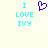 Pixelated cyan text "I LOVE IVY" appears on both sides of a purple pixel-art heart symbol against a light background.