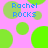 Pixelated graphic with pink background and green circles, displaying blue text "Rachel Rocks" in four locations.