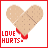 A heart-shaped bandage with red liquid dripping from its bottom, accompanied by the text "LOVE HURTS" in pixelated red letters on a white background.