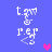 Pixelated white text 't.ery' on blue background with pink and purple hearts, animated heart color changes.