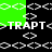 Pixelated green and black pattern with white text "TRAPT" repeated, featuring circular pixel clusters in alternating positions.