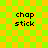 Pixelated text 'chap stick' on a green and yellow checkered background with no visible animation changes.