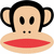 Pixelated cartoon monkey face with large red lips, black hair, and beige skin on a transparent background.