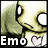 Pixelated cartoon character with green hair and yellow face, wearing a white shirt with pink heart symbol, in four- showing facial expression changes