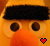 A 5-frame animated contact sheet showing a pixelated yellow character with black eyebrows, large brown eyes, and an orange nose, each frame featuring a different colored heart icon in the bottom-right corner.