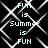 Black background with white geometric lines forming a pattern, overlaid with light blue text repeating 'FUN is Summer is FUN' in a vertical sequence