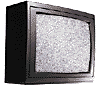 four and four shows a television set with static, where the word "real" appears in speech bubbles that change color from gray to blue across frames