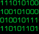 Green binary digits on black background, arranged in with a horizontal gray bar separating two sections of binary code