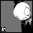 25 animated frames showing a white cartoon head with black hair against gray background, text below changes from 'IM' to 'FAR', then 'FROM', and finally 'LONELY' in various colors