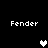 Four identical pixelated 'Fender' text labels arranged in a with heart symbols changing between white and gray states