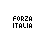 Pixelated text 'FORZA ITALIA' with varying letter color combinations