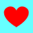 Four red heart shapes arranged in a on a light blue background, each with slightly different pixelation and positioning
