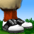 Animated sequence showing golf shoes on grass with a ball in motion, capturing the moment of impact and follow-through.